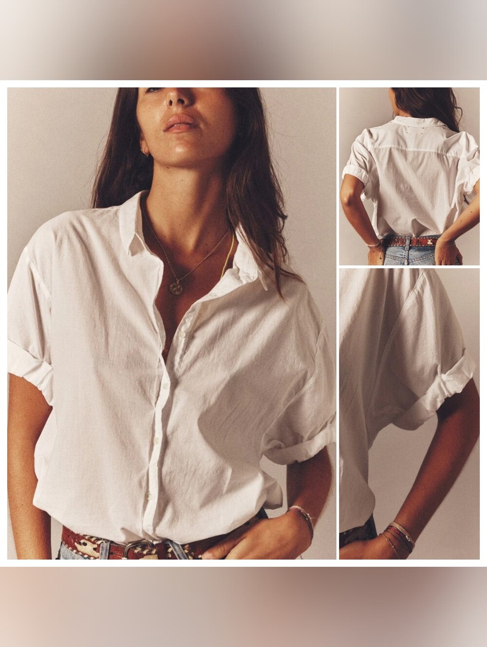 XiRENA | White Channing Lightweight Cotton Poplin Button Up Blouse Roll Sleeves